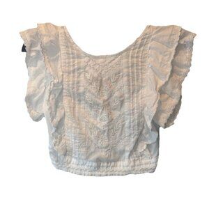 Altr'd State White Lace Embroidered Crop Top S Fairy Coquette Boho Beach Hippie